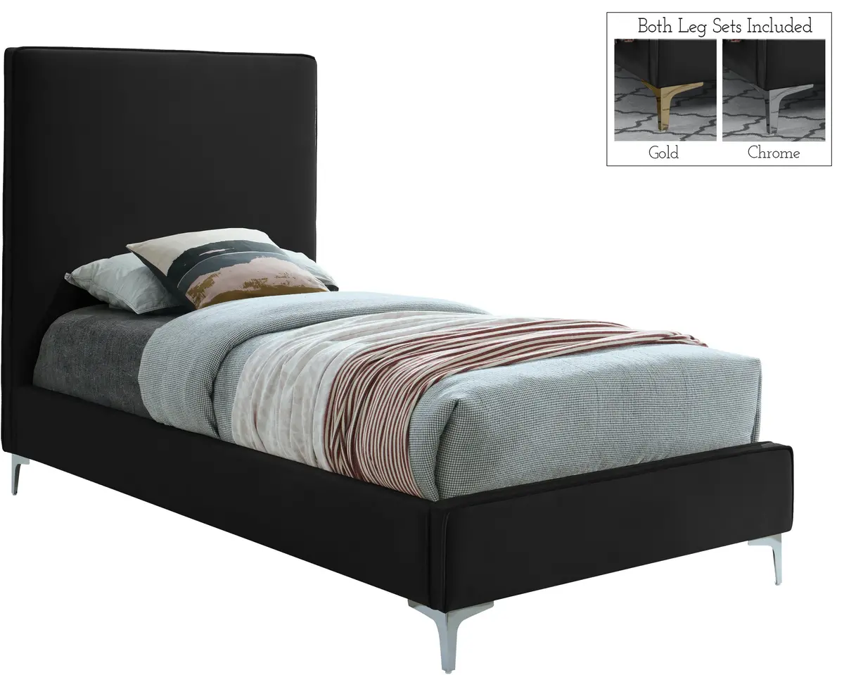 Geri Black Velvet Twin Bed 2