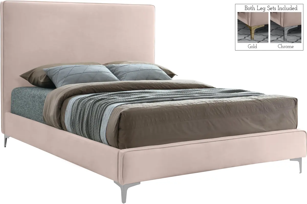Geri Pink Velvet Full Bed 2