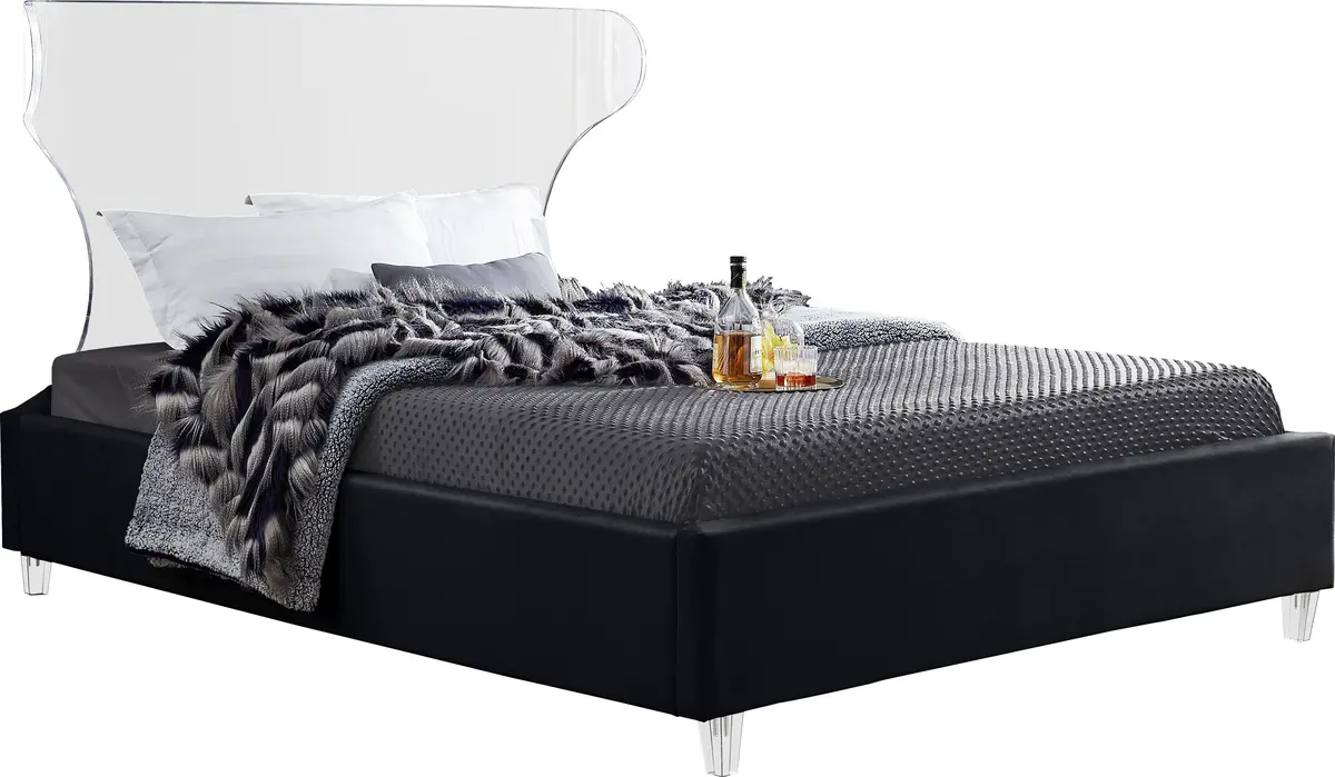 Ghost Black Velvet Queen Bed 1