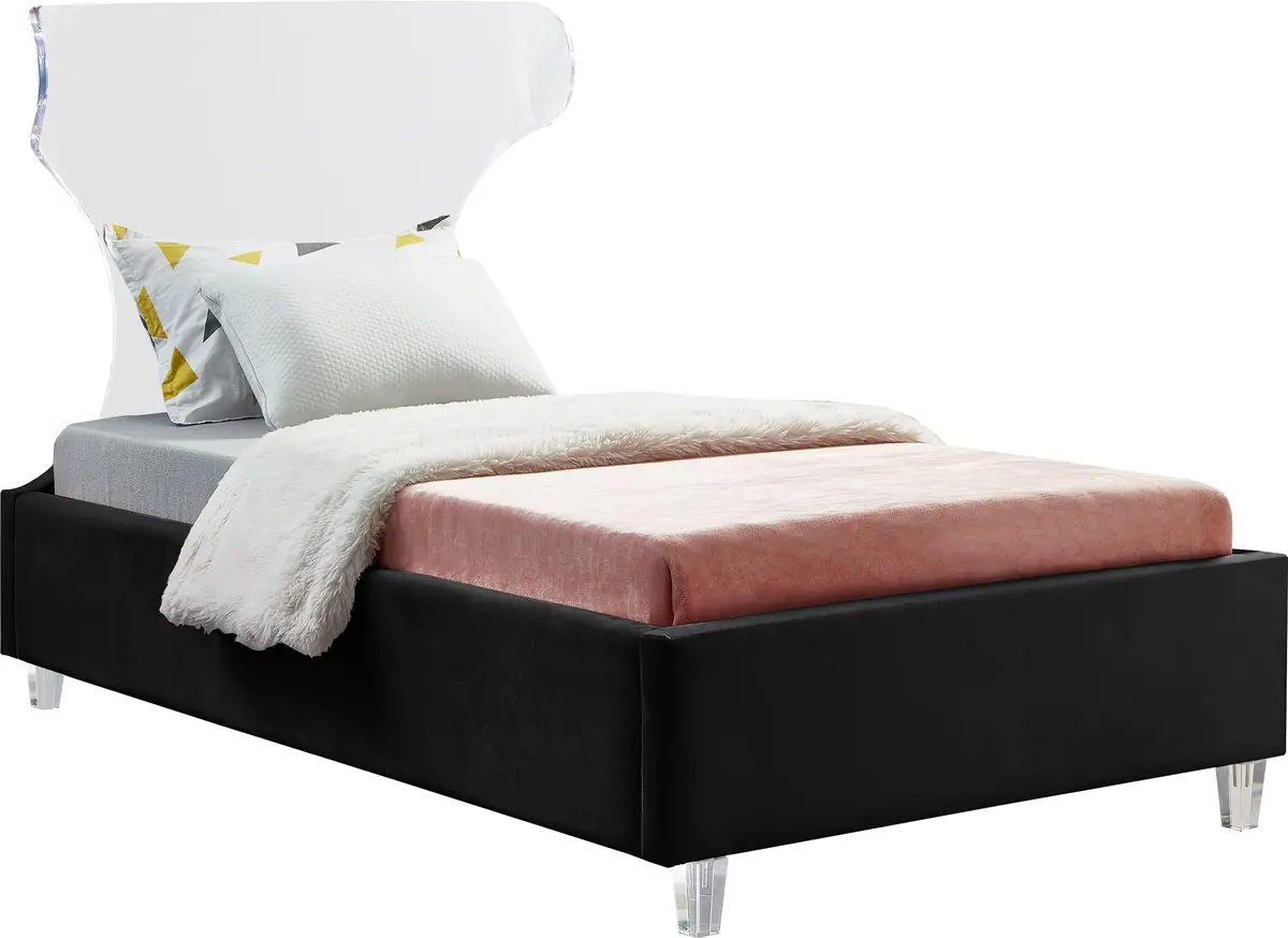 Ghost Black Velvet Twin Bed 1