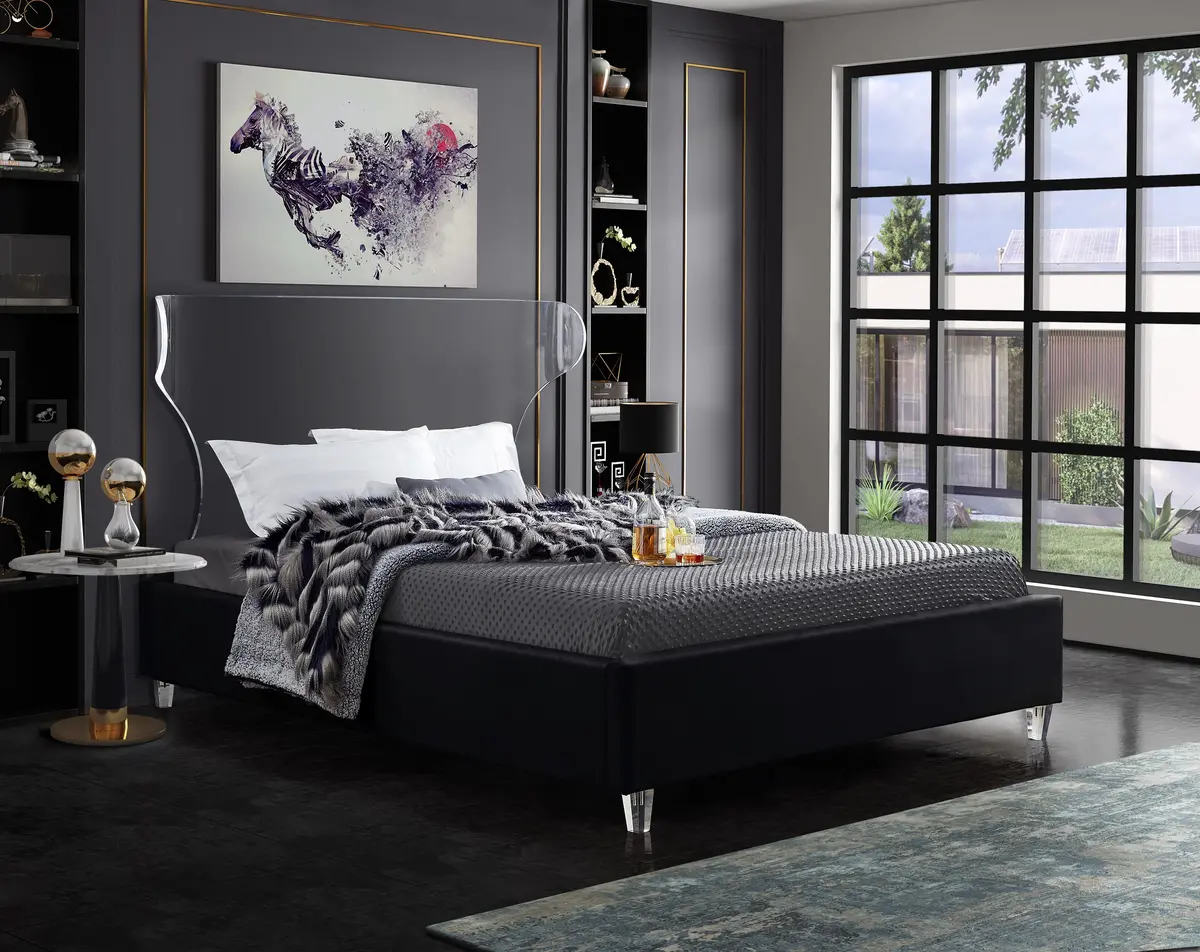 Ghost Black Velvet King Bed 2