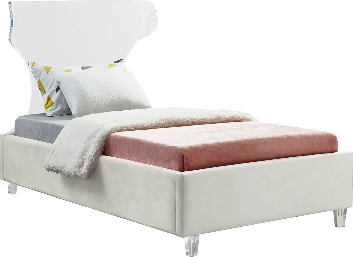 Ghost Cream Velvet Twin Bed 1