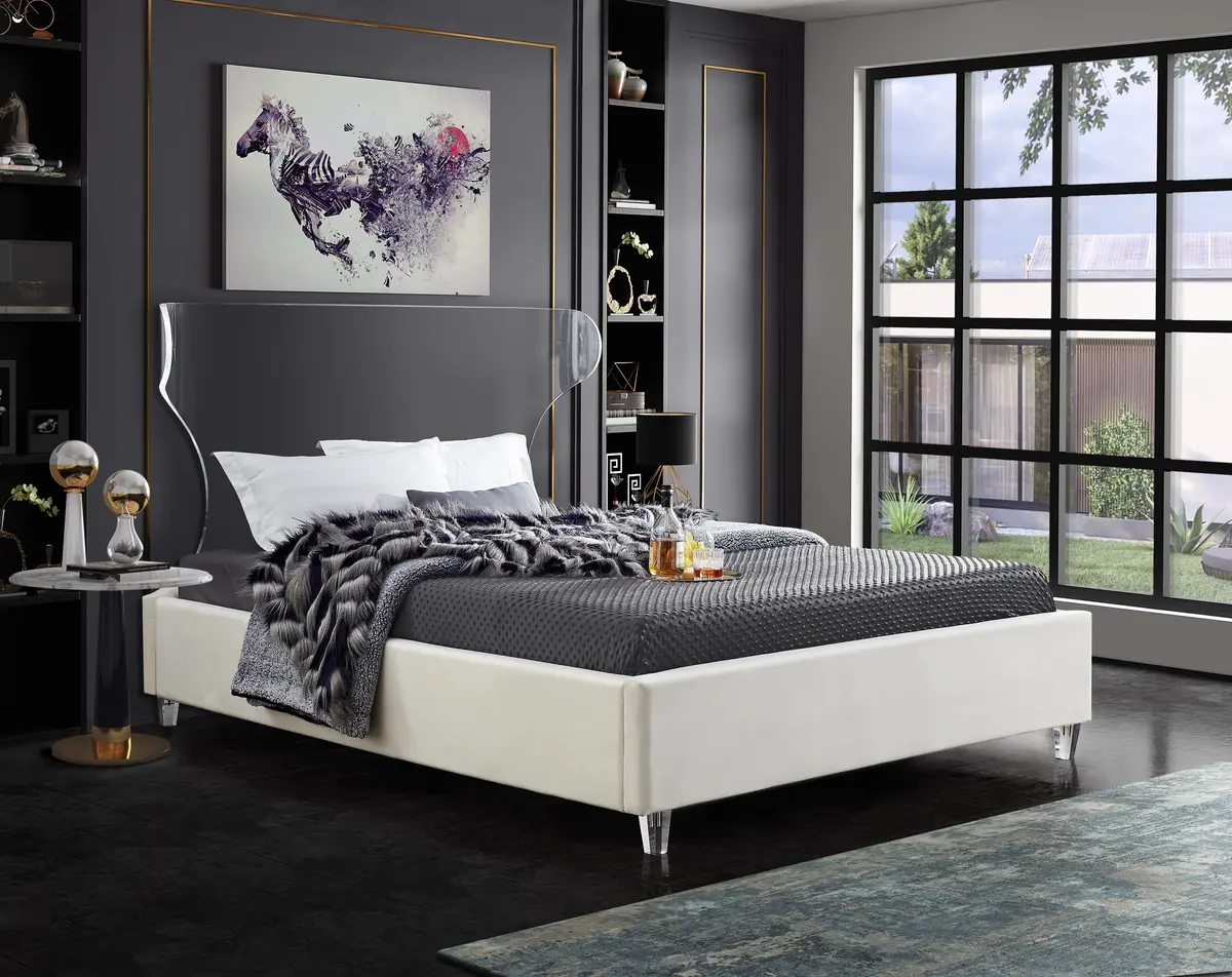 Ghost Cream Velvet Full Bed 2