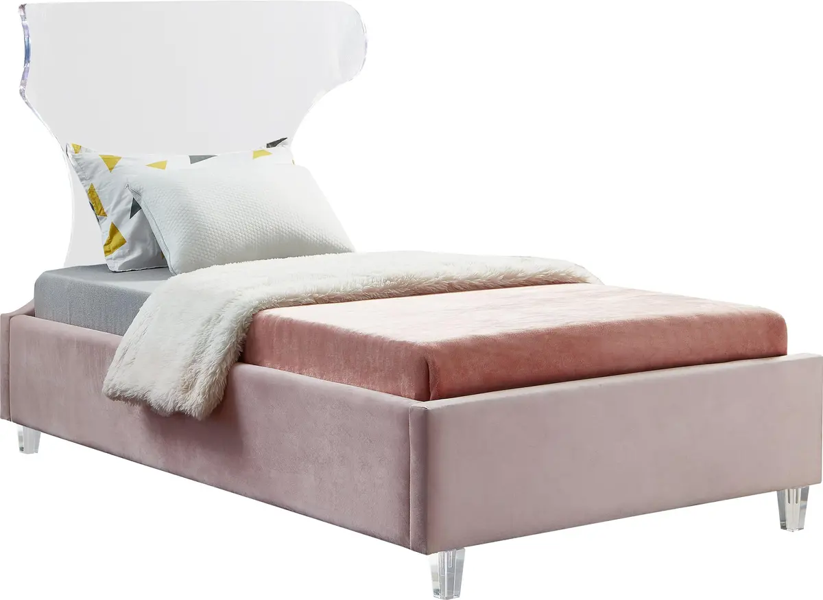 Ghost Pink Velvet Twin Bed 1