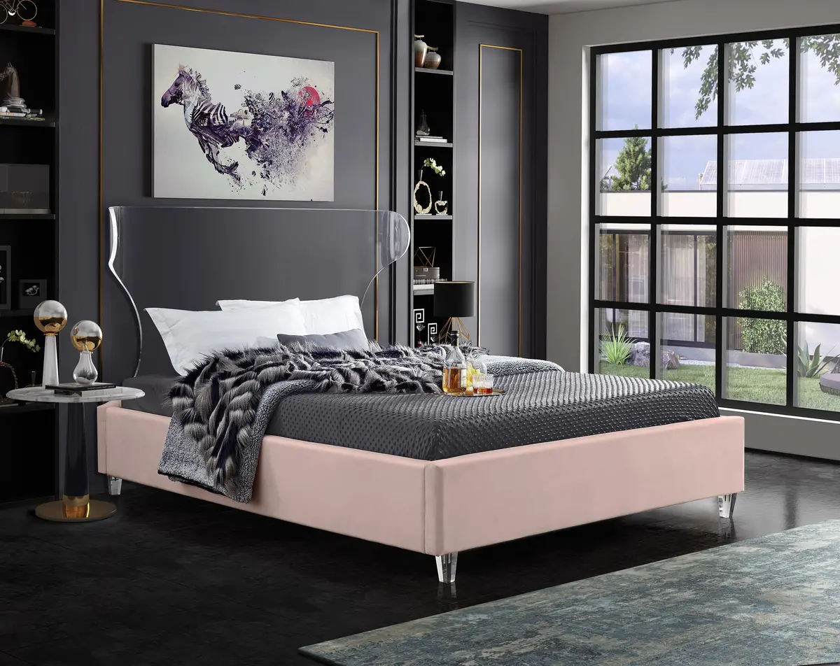 Ghost Pink Velvet Full Bed 2