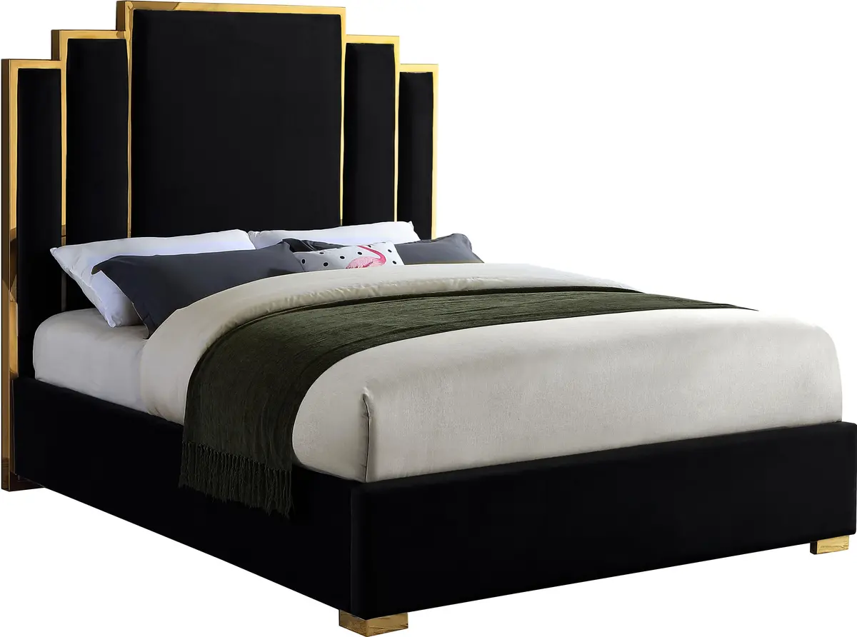 Hugo Black Velvet King Bed 1