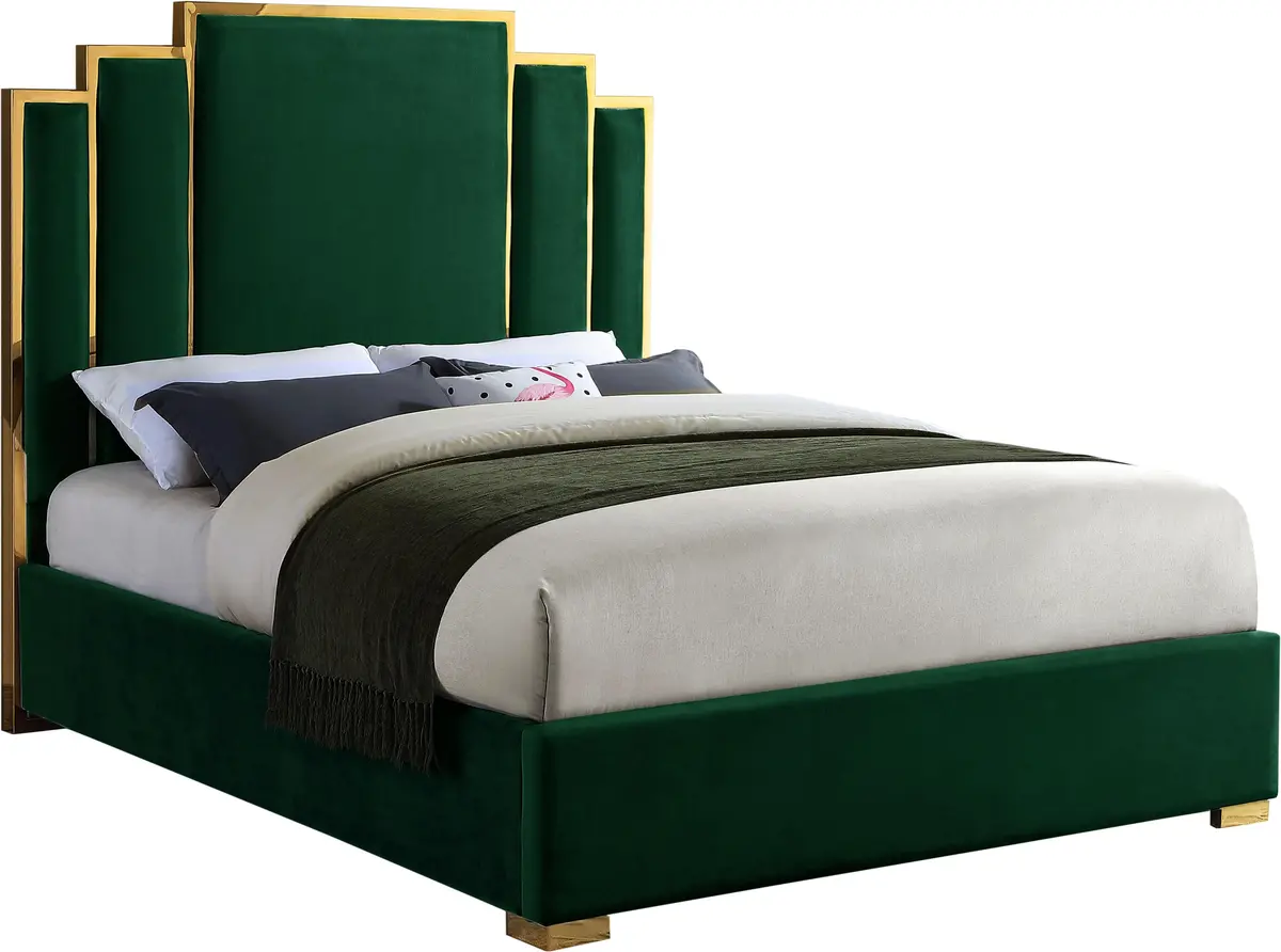 Hugo Green Velvet King Bed 1