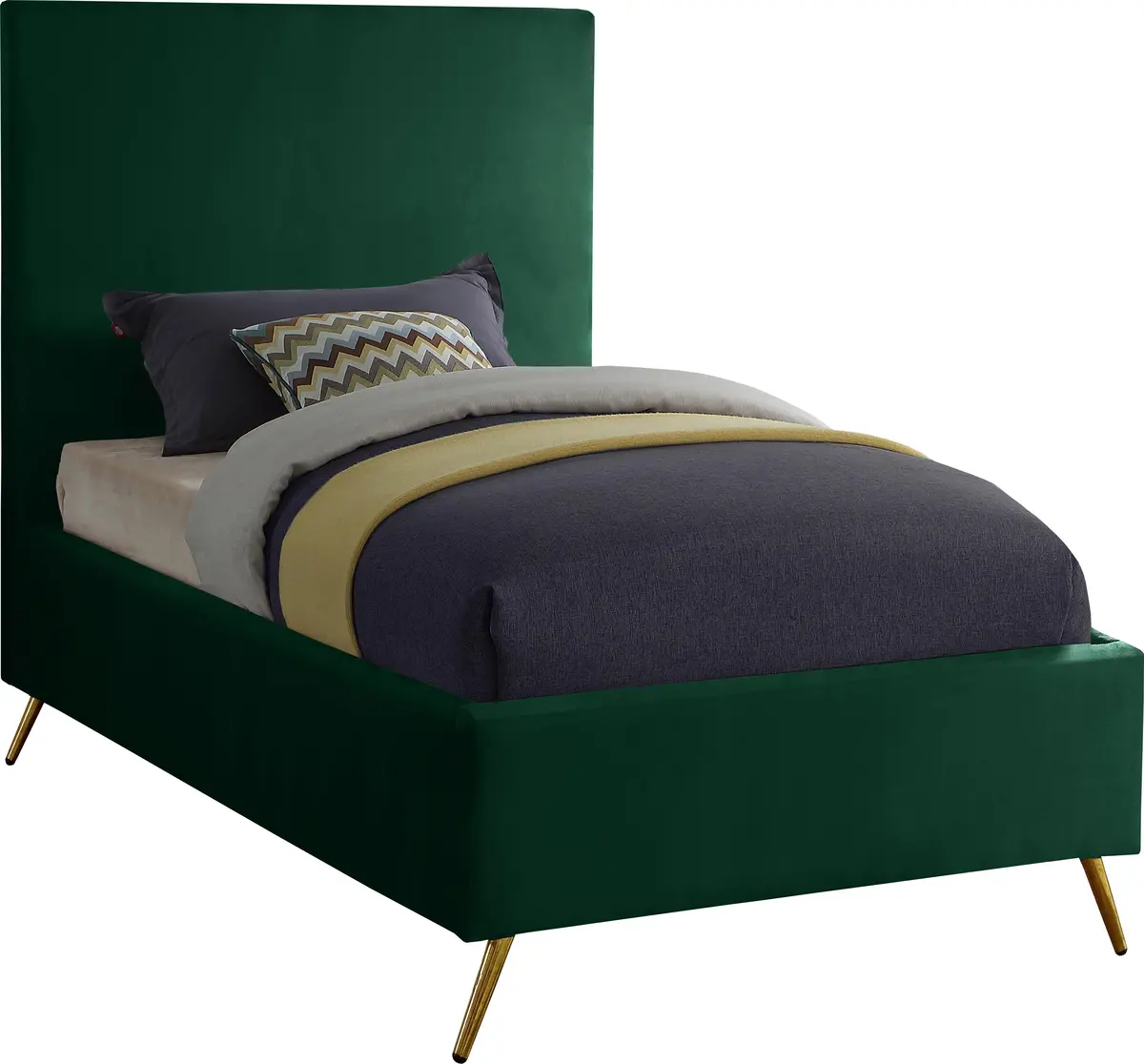 Jasmine Green Velvet Twin Bed 1