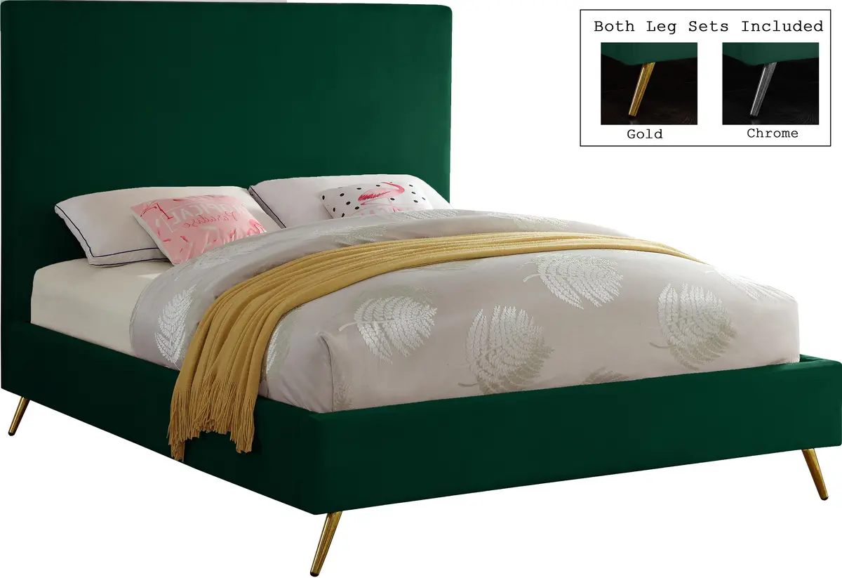 Jasmine Green Velvet King Bed 1