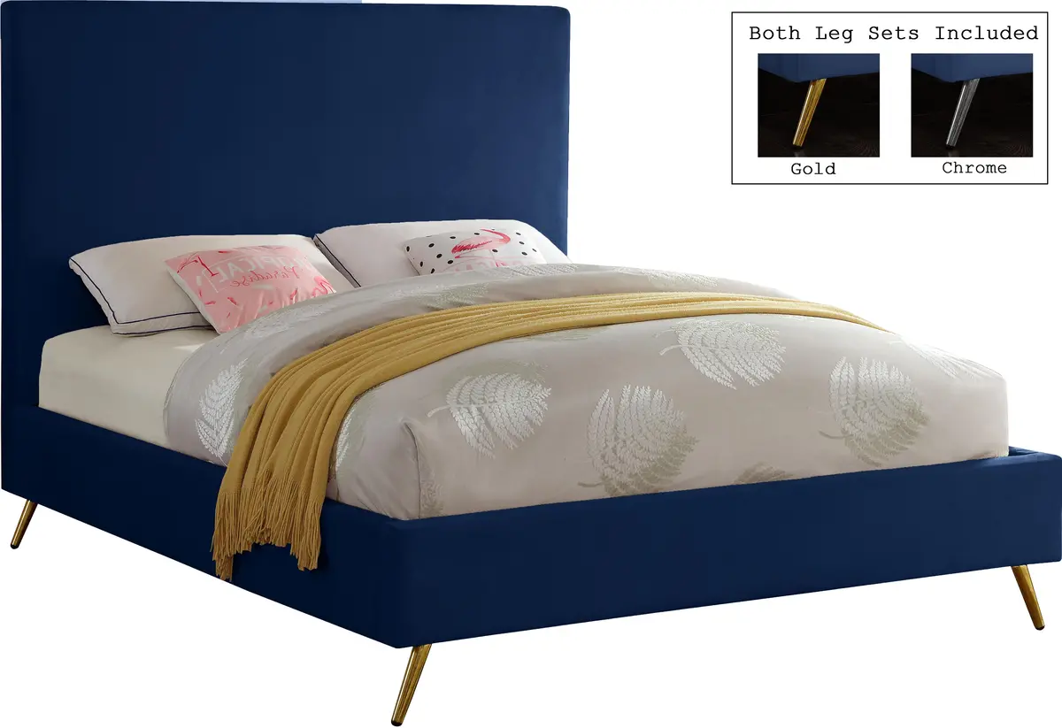 Jasmine Navy Velvet Full Bed 1