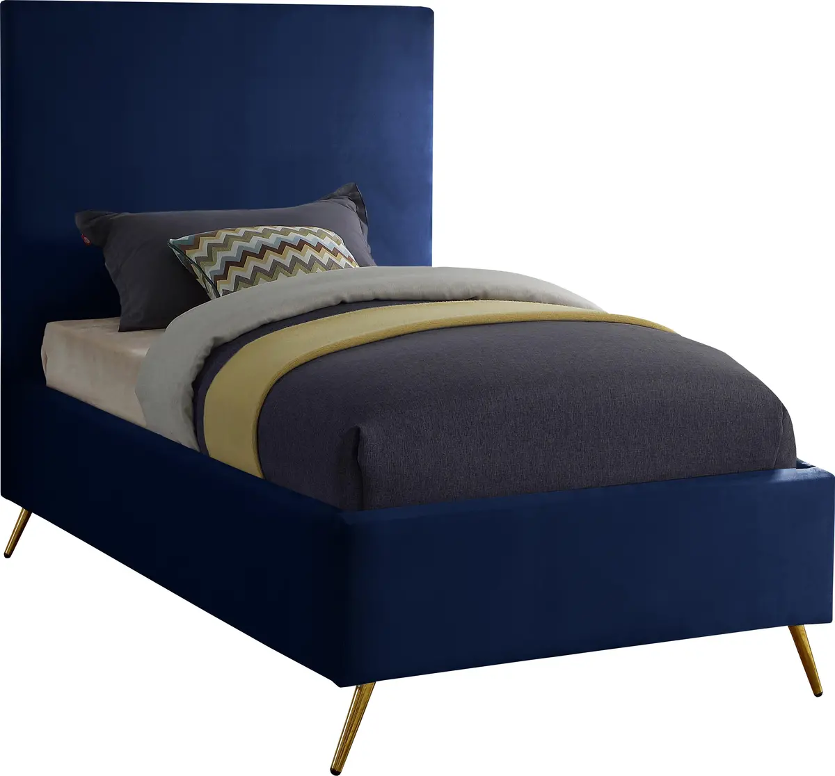 Jasmine Navy Velvet Twin Bed 1