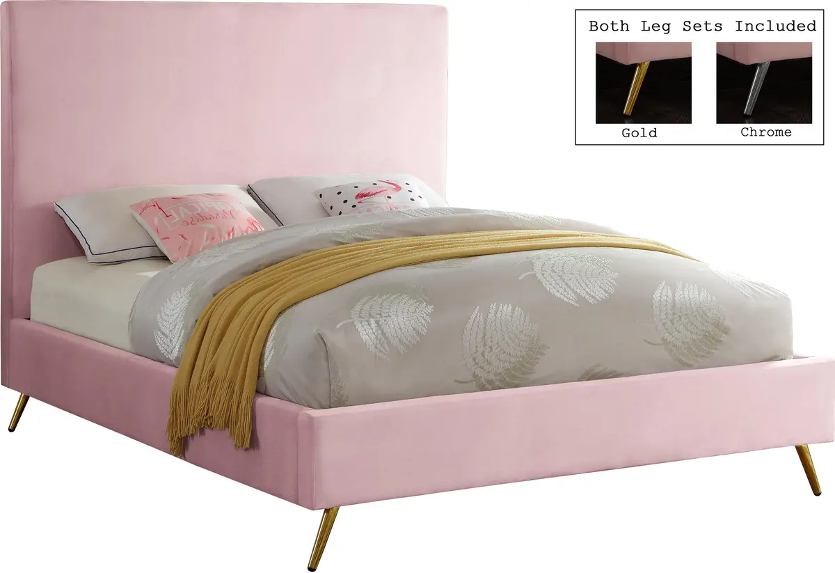 Jasmine Pink Velvet Full Bed 1