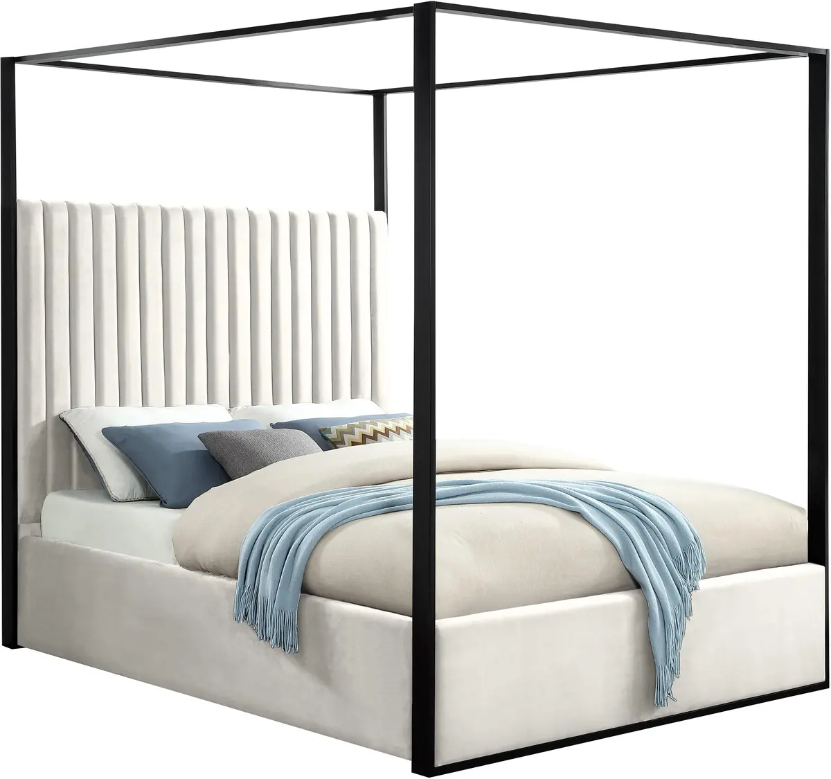 Jax Cream Velvet King Bed 1