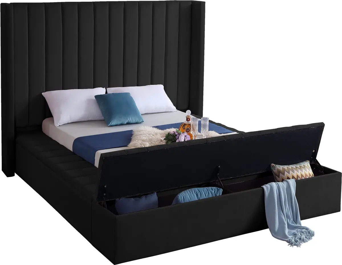 Kiki Black Velvet Full Bed (3 Boxes) 2