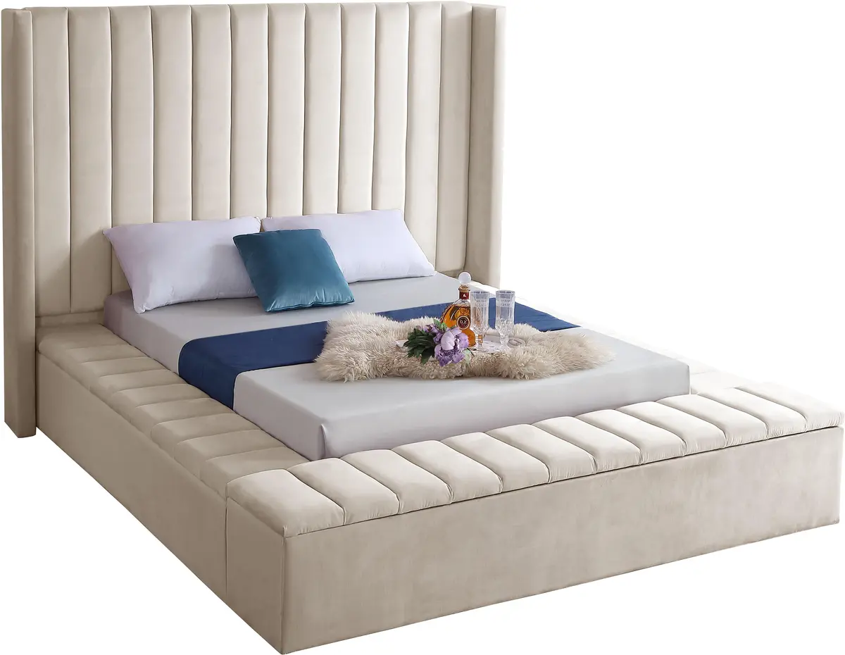 Kiki Cream Velvet Full Bed (3 Boxes) 1