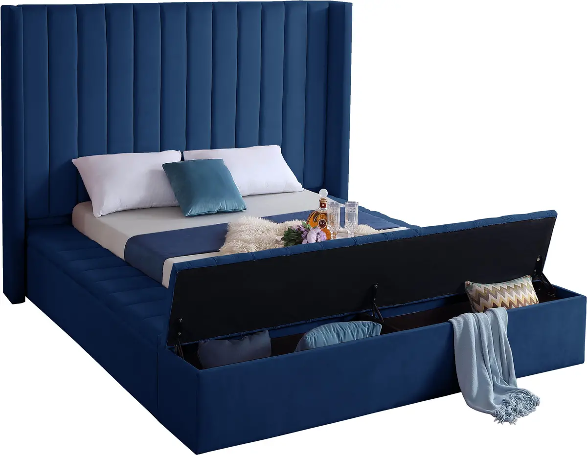 Kiki Navy Velvet Full Bed (3 Boxes) 2