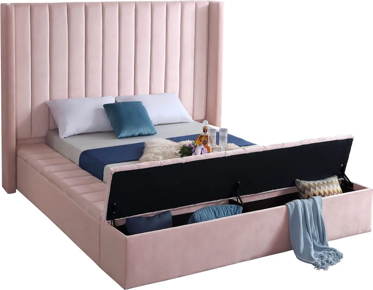 Kiki Pink Velvet Full Bed (3 Boxes) 2
