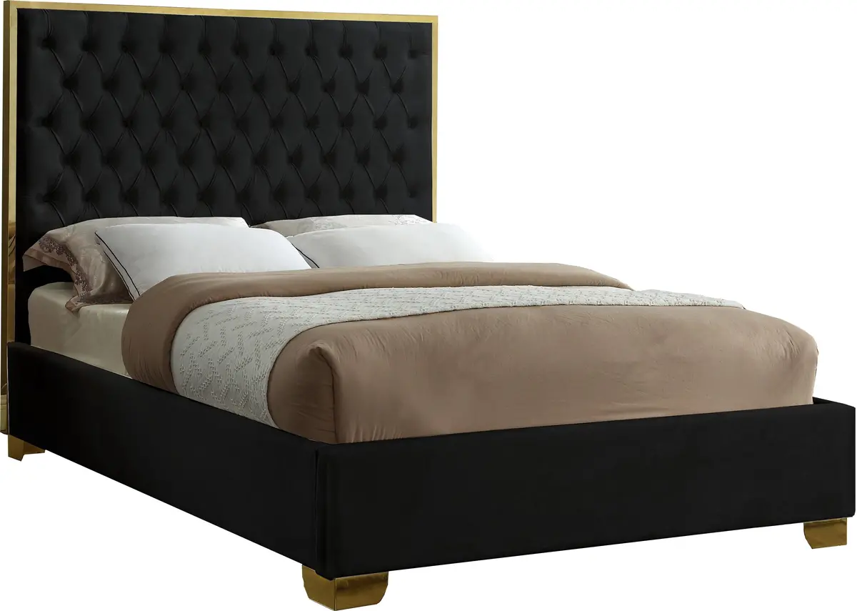 Lana Black Velvet Queen Bed 1