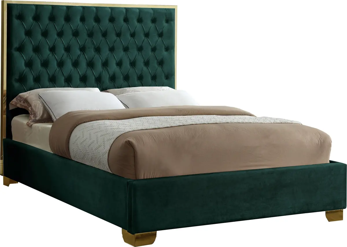 Lana Green Velvet Full Bed 1