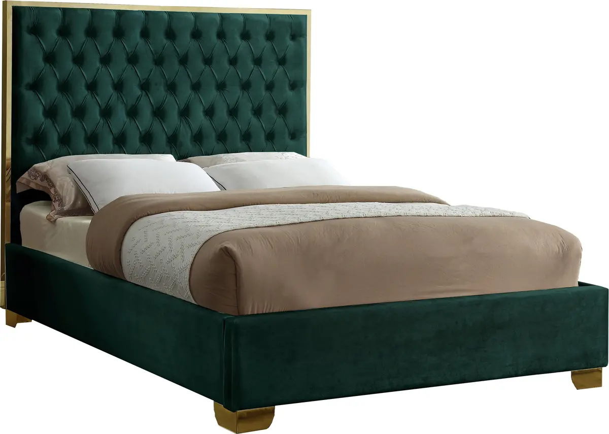 Lana Green Velvet King Bed 1