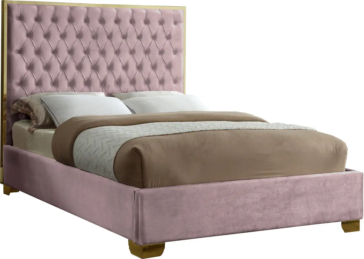 Lana Pink Velvet Full Bed 1