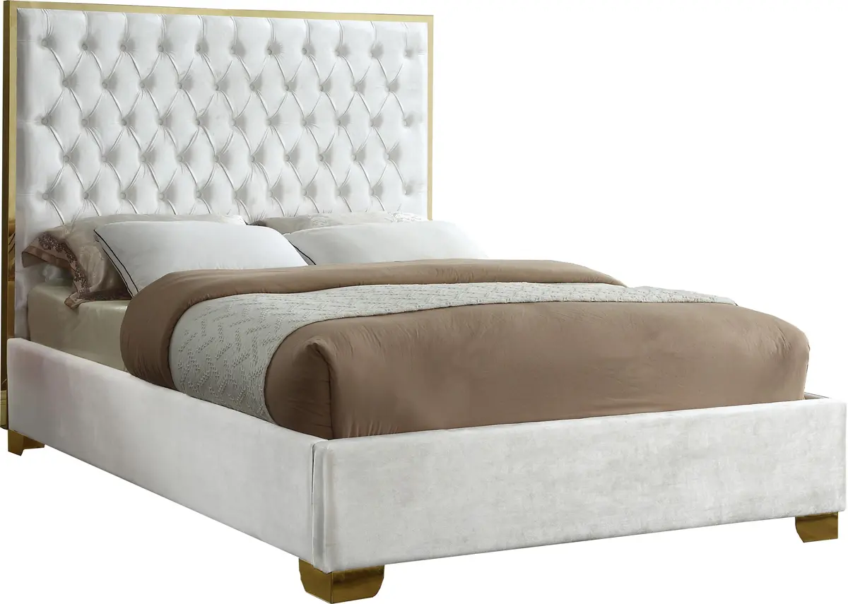 Lana White Velvet Full Bed 1