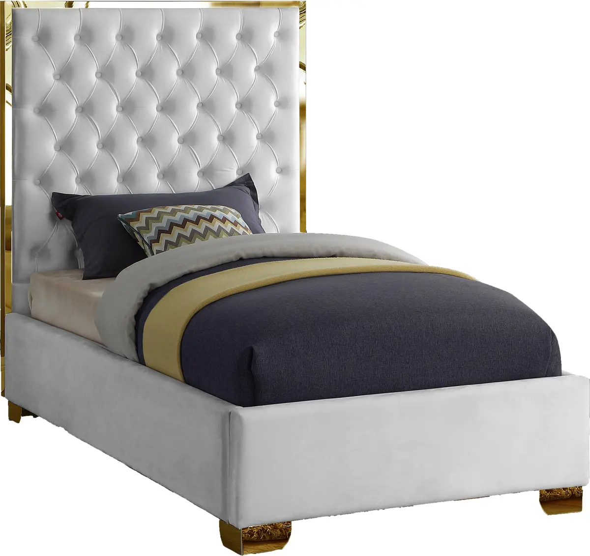 Lana White Velvet Twin Bed 1