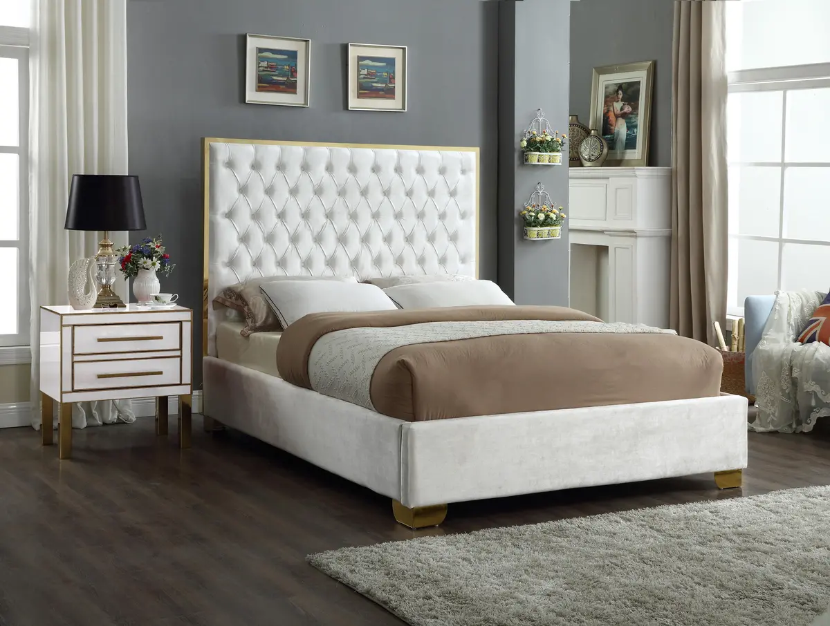 Lana White Velvet King Bed 2