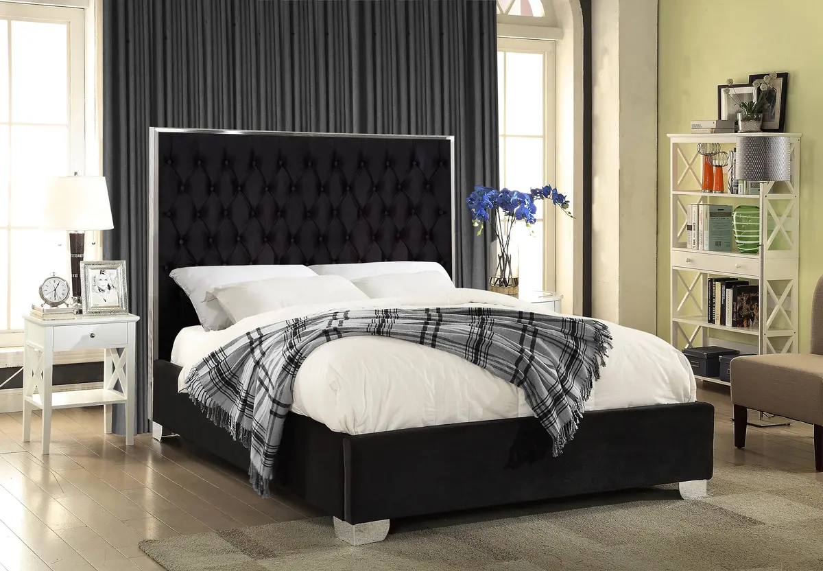 Lexi Black Velvet King Bed 2