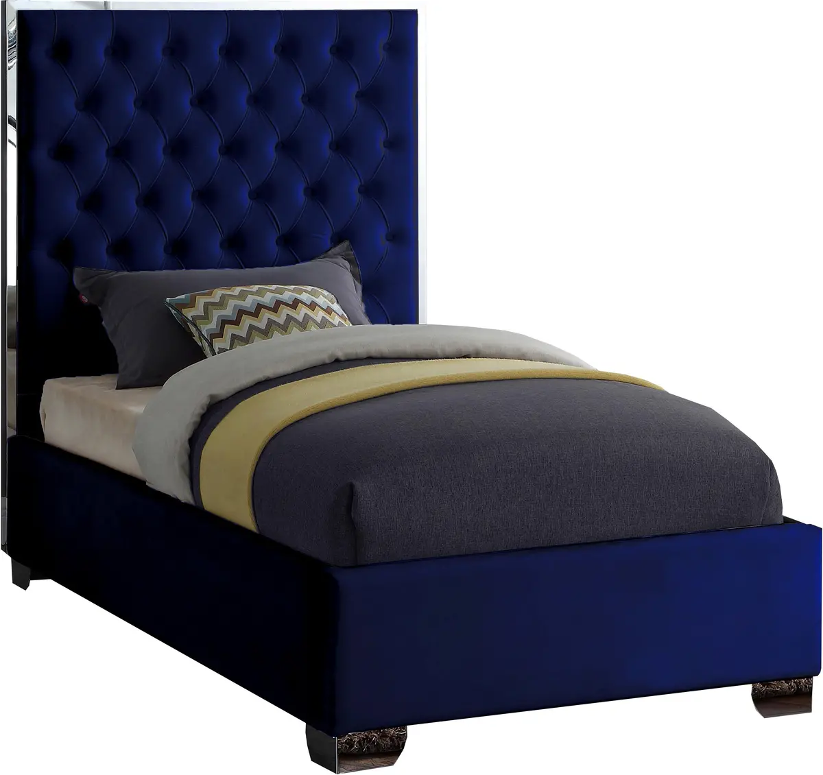 Lexi Navy Velvet Twin Bed 1