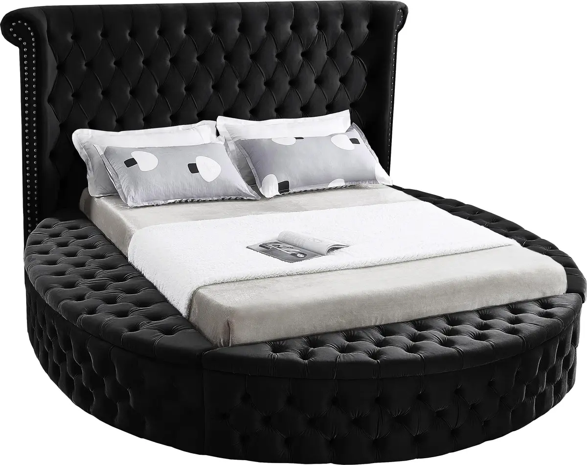 Luxus Black Velvet Full Bed (3 Boxes) 1