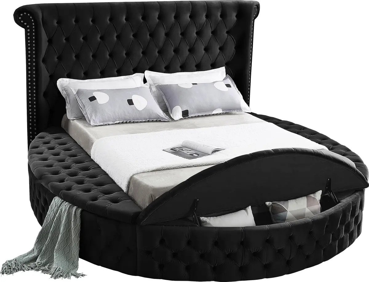 Luxus Black Velvet Queen Bed (3 Boxes) 2