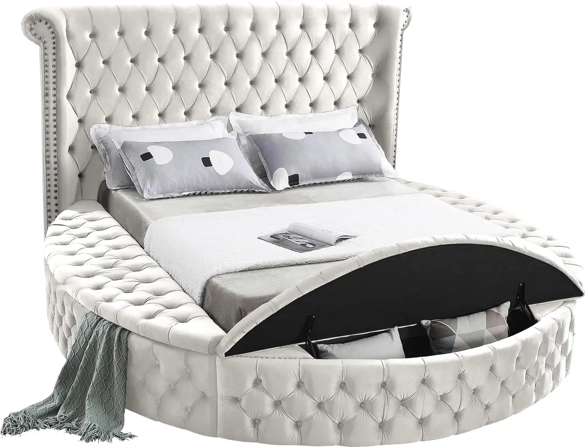 Luxus Cream Velvet King Bed (3 Boxes) 2