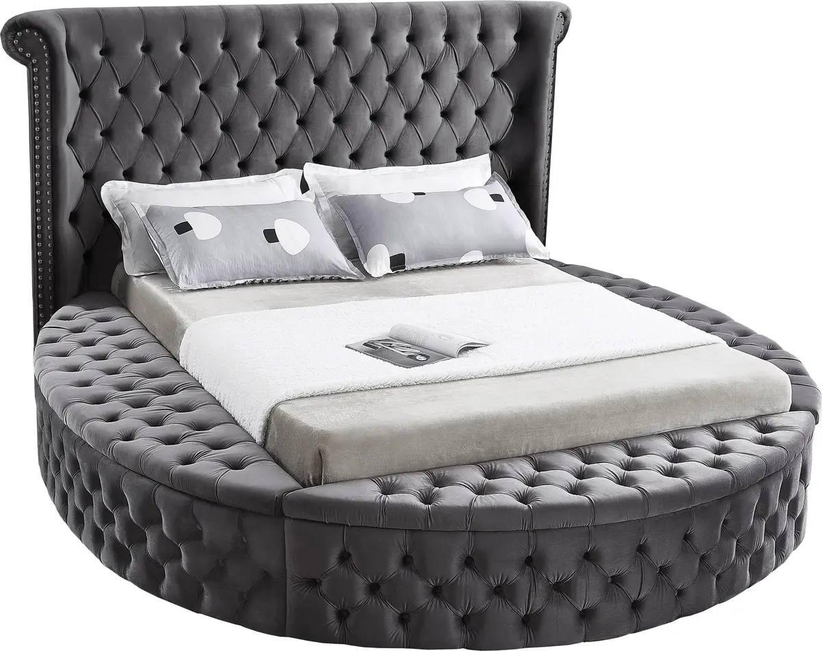 Luxus Grey Velvet Full Bed (3 Boxes) 1