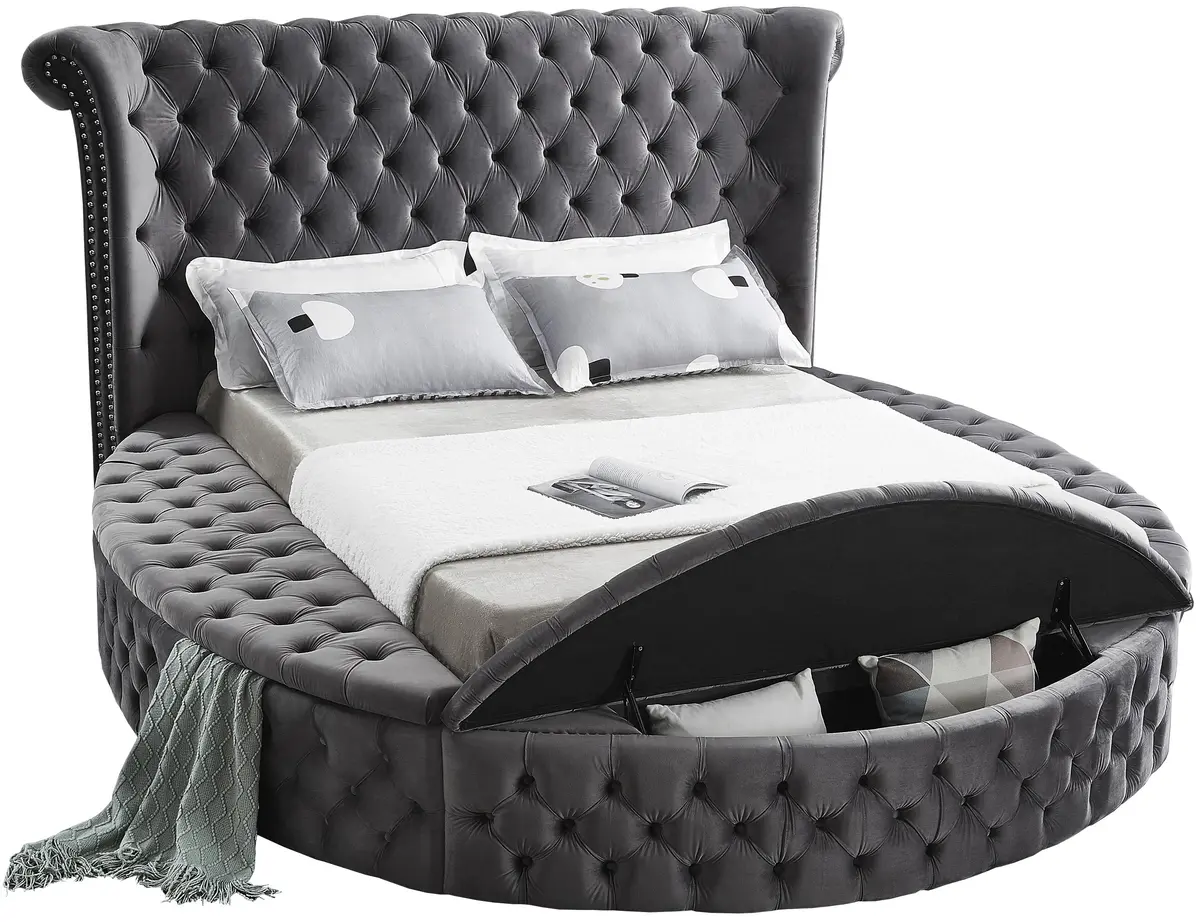Luxus Grey Velvet Queen Bed (3 Boxes) 2