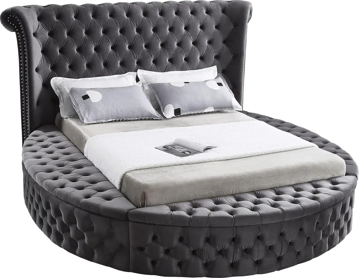 Luxus Grey Velvet Queen Bed (3 Boxes) 1