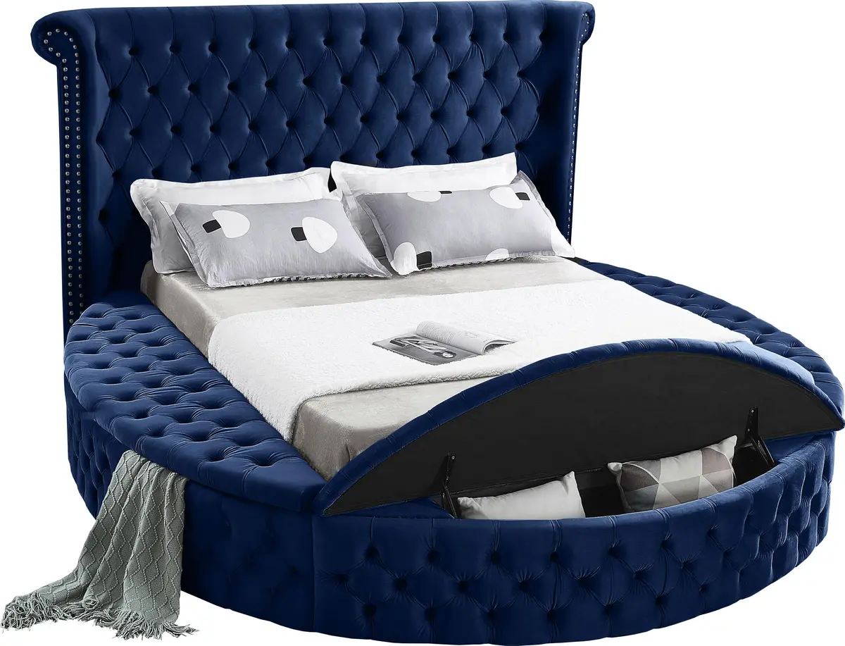 Luxus Navy Velvet Queen Bed (3 Boxes) 2