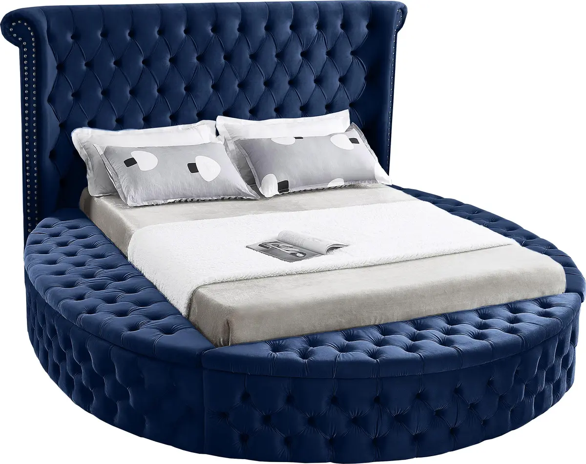 Luxus Navy Velvet Queen Bed (3 Boxes) 1