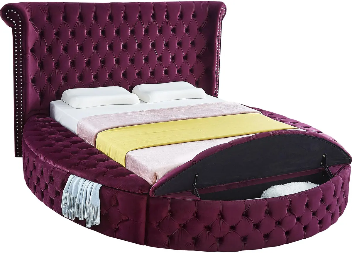Luxus Purple Velvet King Bed 2