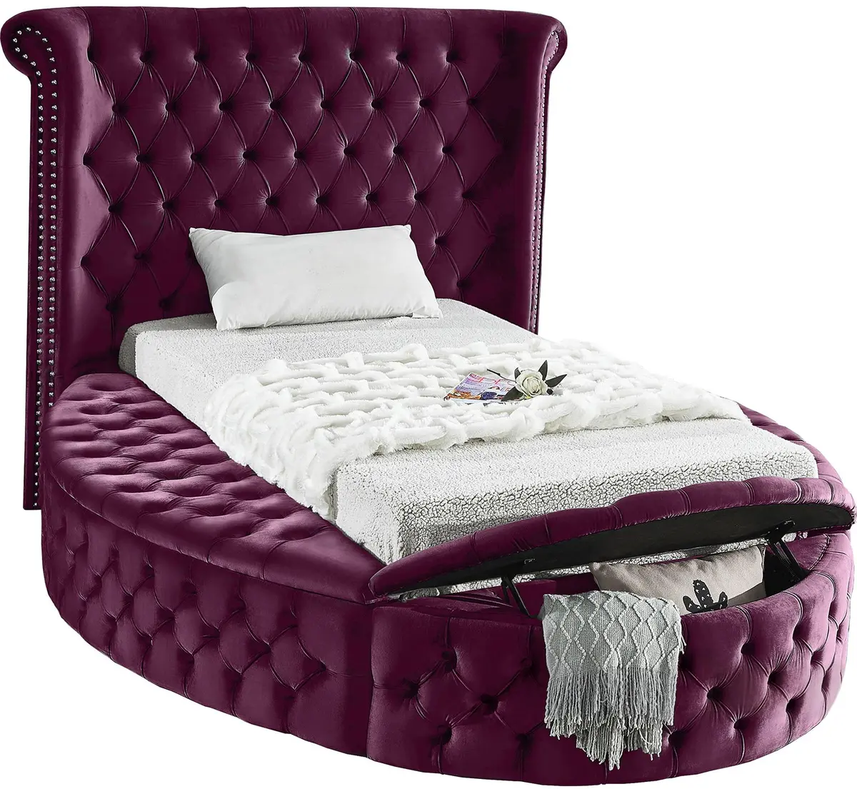 Luxus Purple Velvet Twin Bed 2