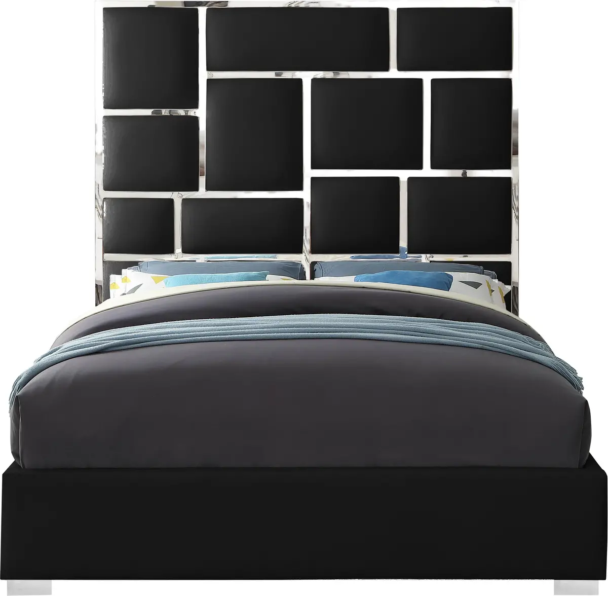 Milan Black Faux Leather King Bed 2