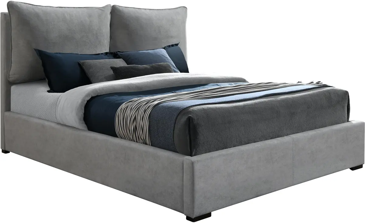 Misha Light Grey Polyester Fabric Queen Bed (3 Boxes) 1