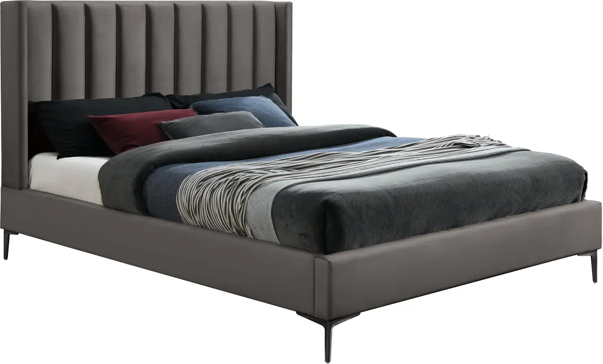 Nadia Grey Velvet Full Bed 1