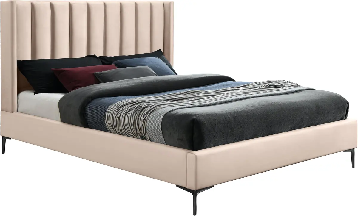 Nadia Pink Velvet Queen Bed 1