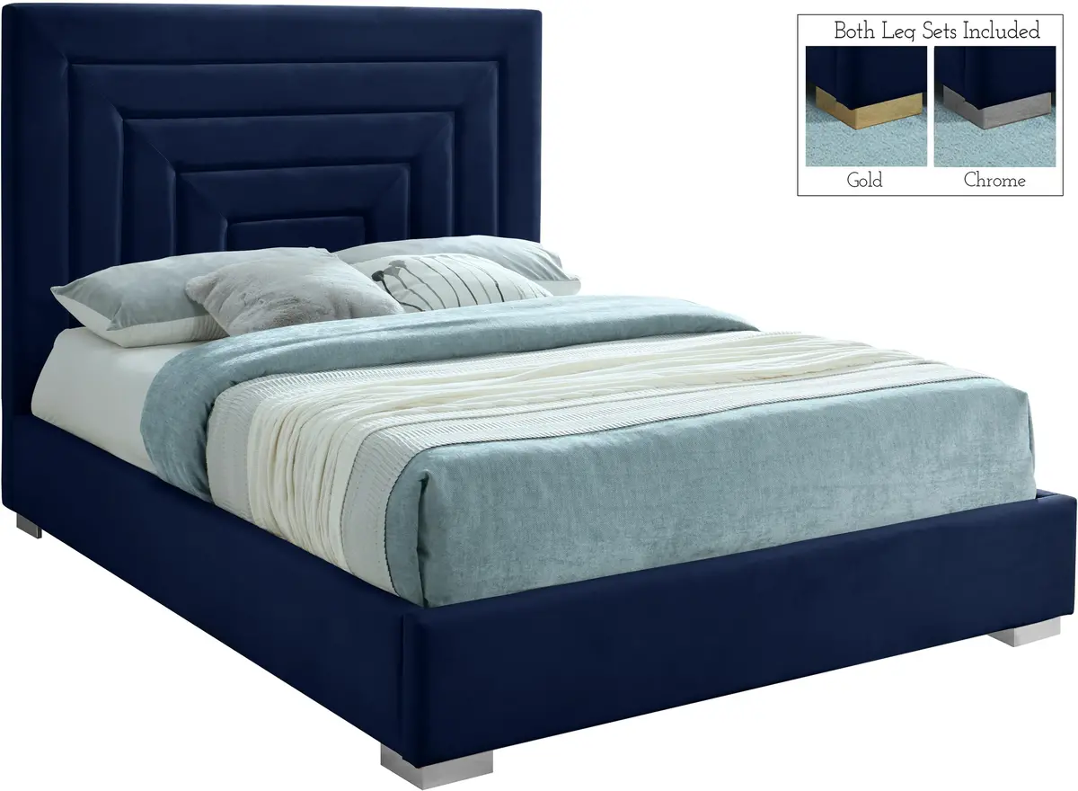 Nora Navy Velvet King Bed 2