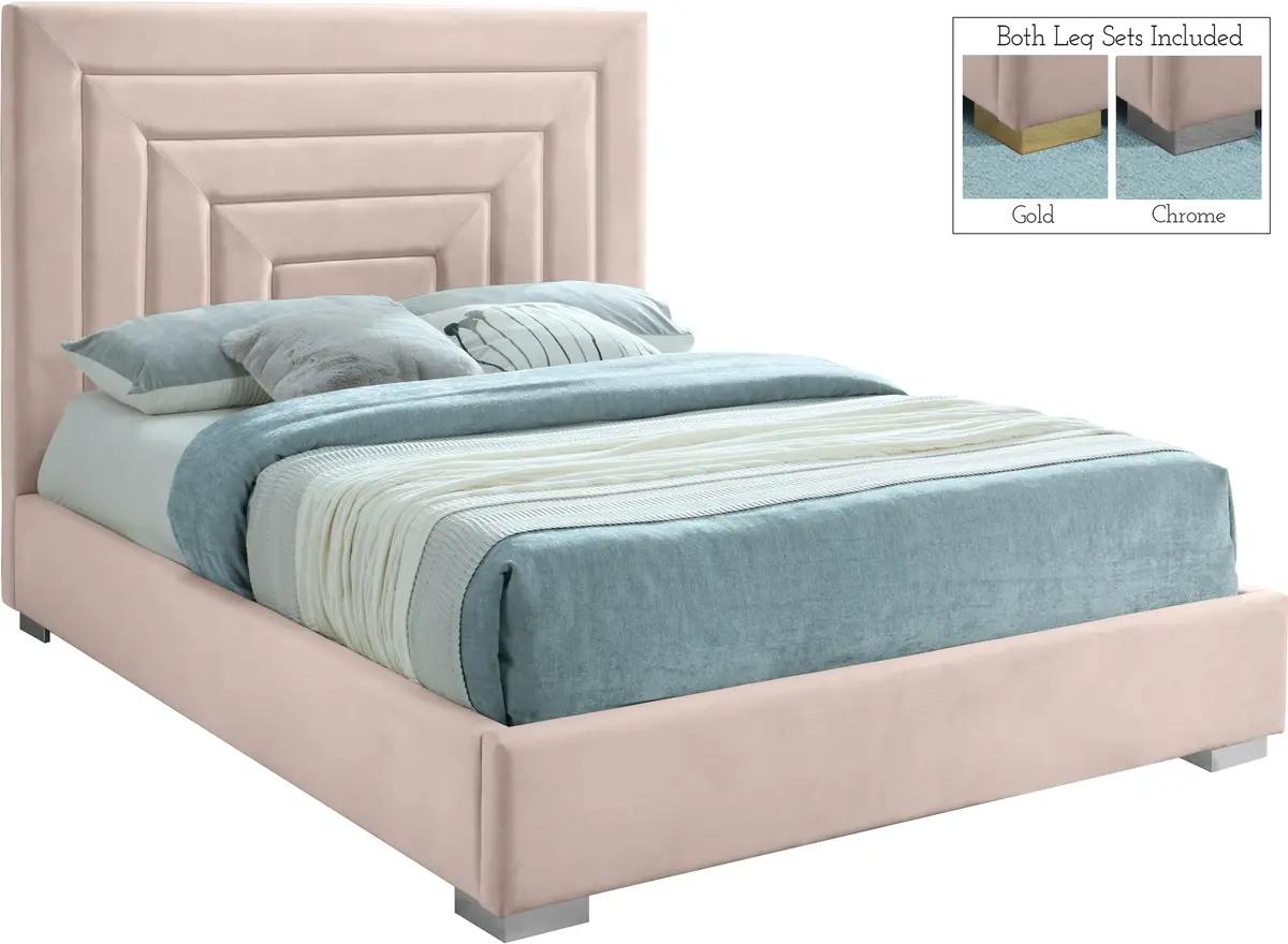 Nora Pink Velvet King Bed 2