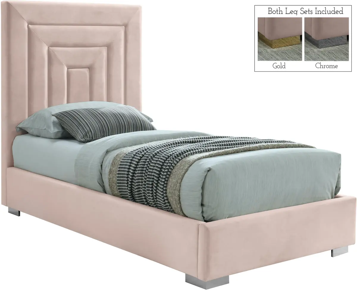 Nora Pink Velvet Twin Bed 2