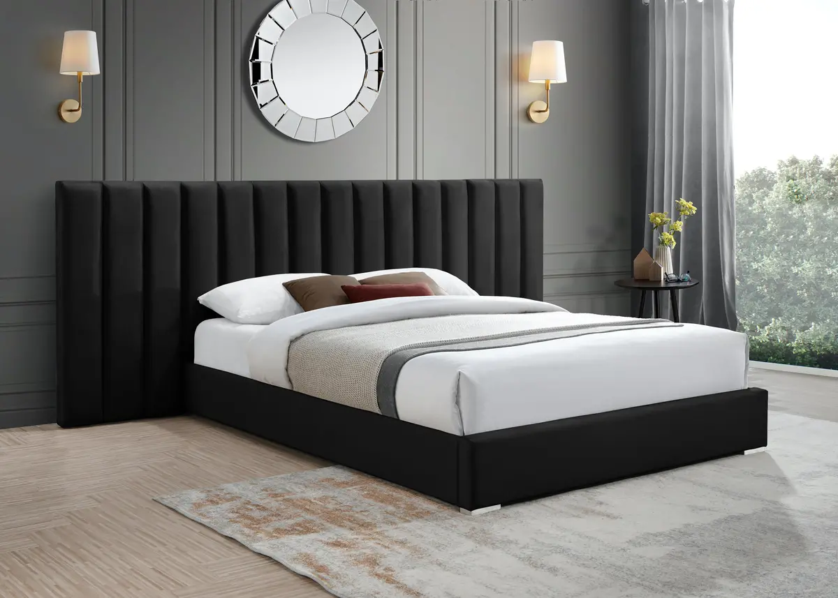 Pablo Black Velvet Queen Bed 2