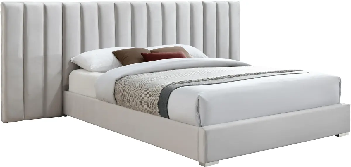 Pablo Cream Velvet Queen Bed 1