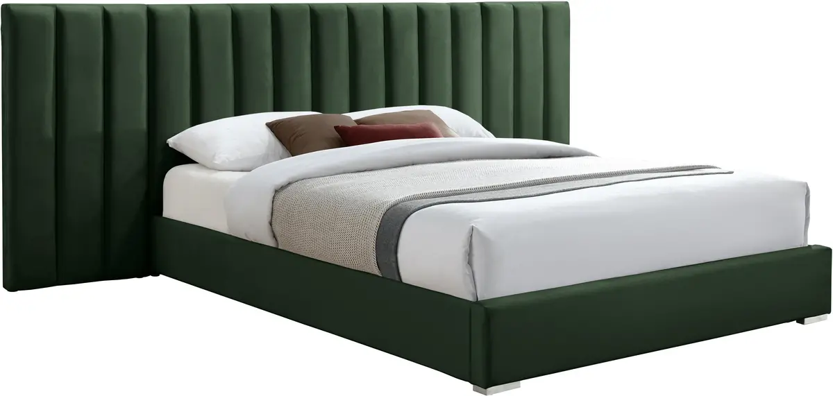 Pablo Green Velvet King Bed 1